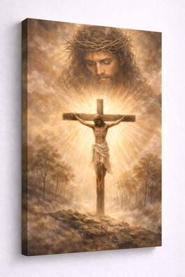 FC Design - Large Heavenly Radiant Crucifixion Jesus Spiritual Canvas 24x36" Ready-to-Hang Religious Art Painting Home Wall De - MultiColor