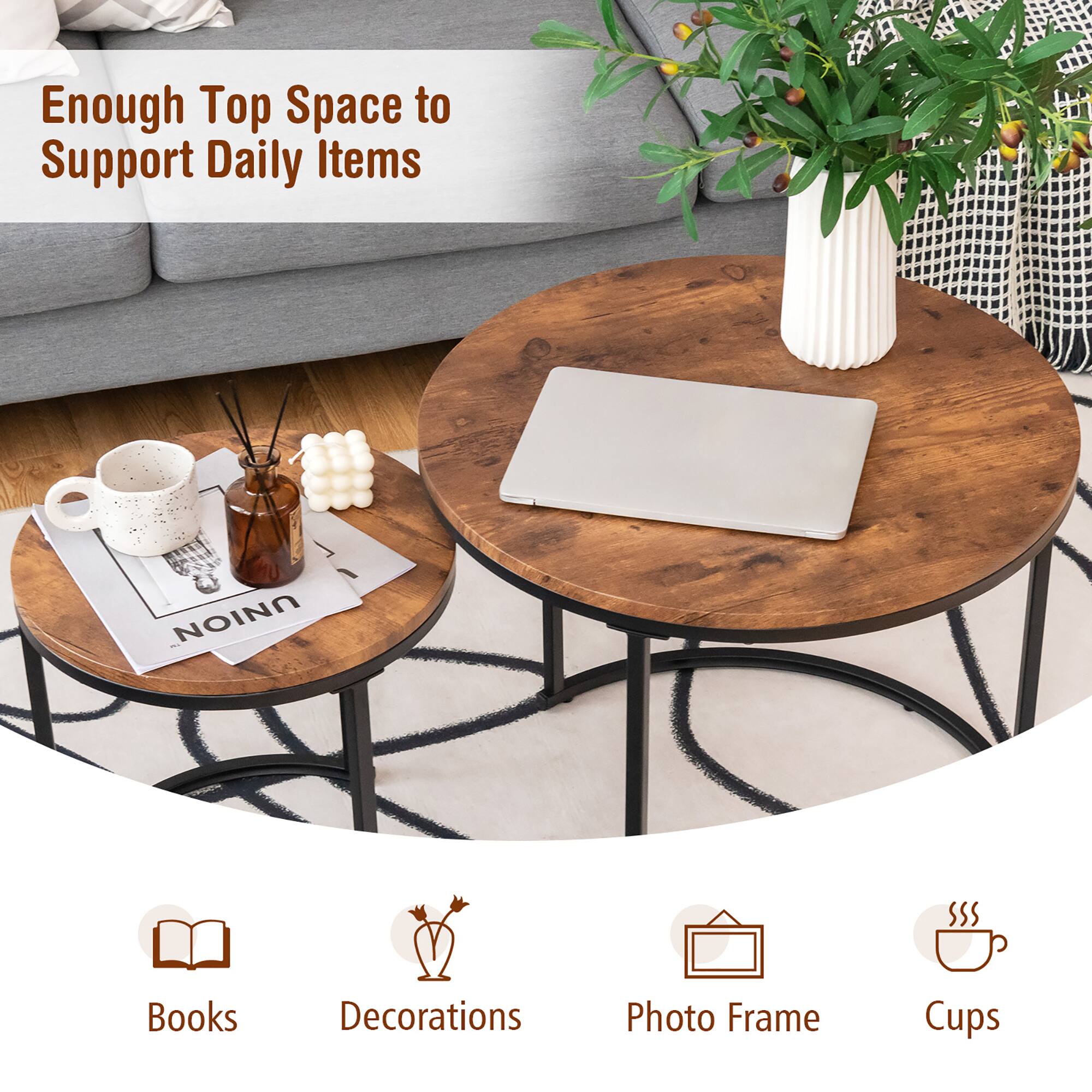 Enough Top Space to Support Daily Items - Books, Decorations, Photo Frame, Cups