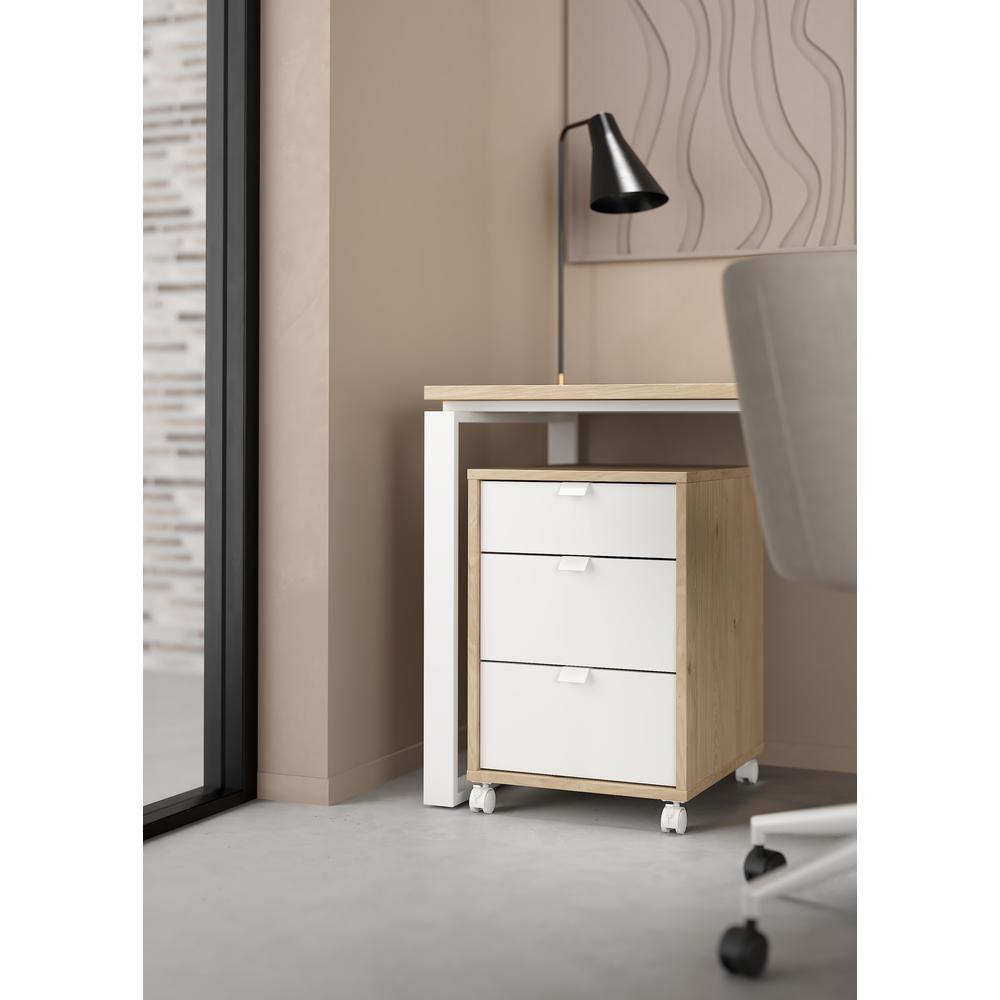 Alt View 6. Tvilum - Sign 3 Drawer Mobile Cabinet, Jackson Hickory/White - Brown.