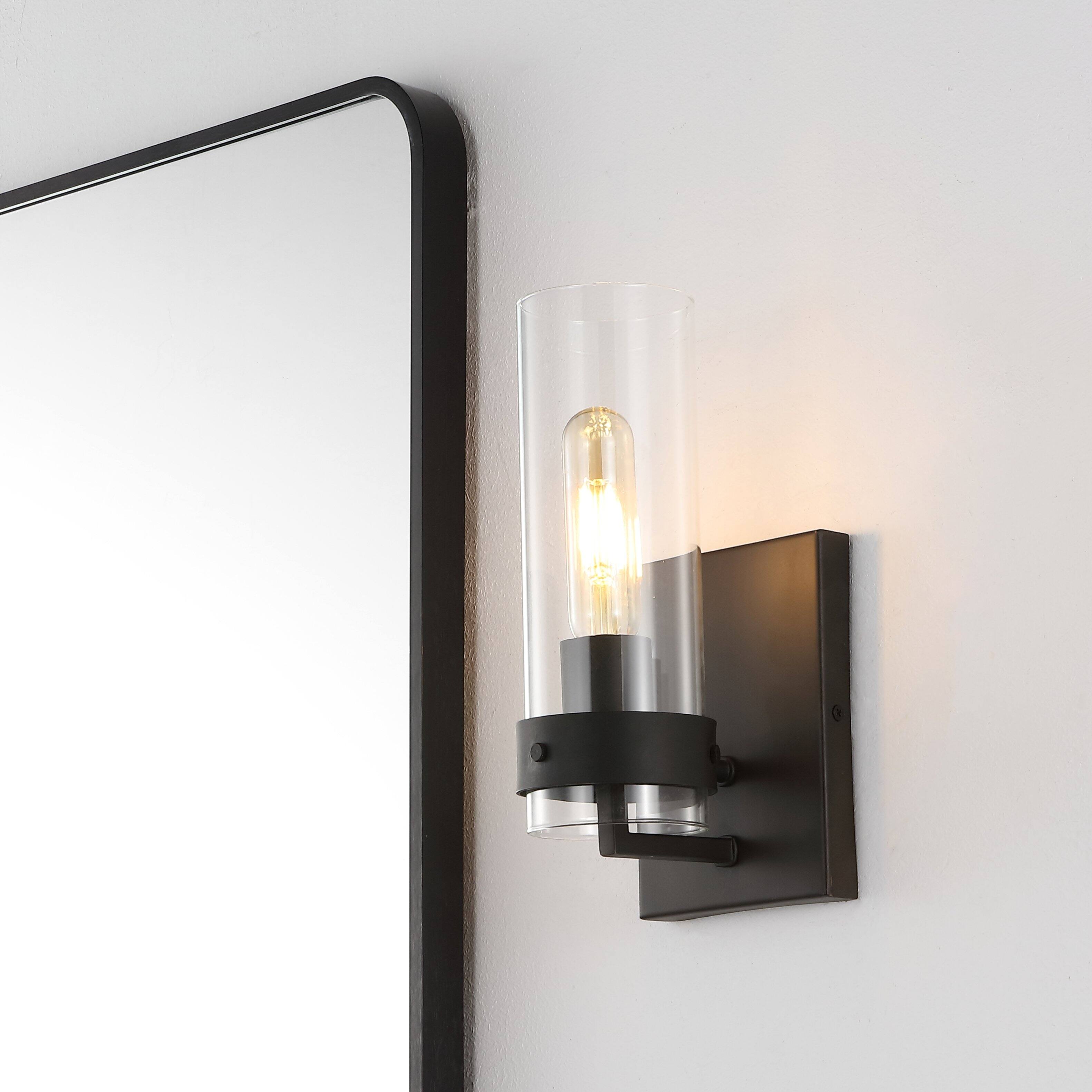 Alt View 1. Jonathan Y - Harper 4.5" 1-Light Modern Farmhouse Iron/Glass LED Sconce, Oil Rubbed Bronze/Clear (Set of 2) - Oil Rubbed Bronze.