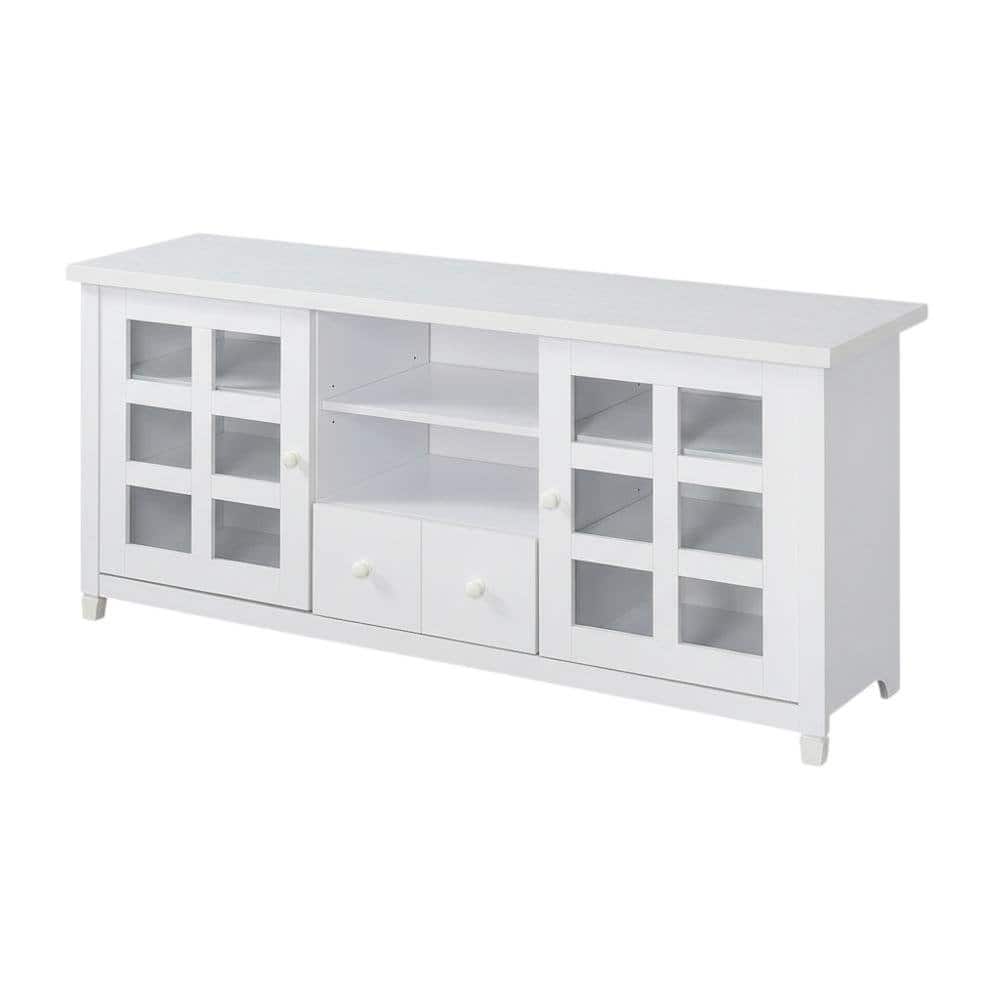 FurniFact - 1-Drawer TV Stand with Storage Cabinets and Shelves for 65-Inch TVs - White price history on PriceWatchPro