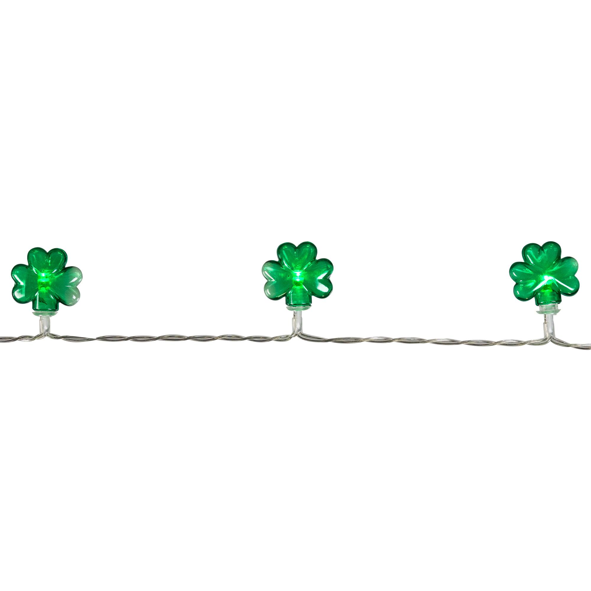 Alt View 2. Northlight - 20-Count Green LED Mini St Patrick's Day Shamrock Lights - 7ft Clear Wire - Green.