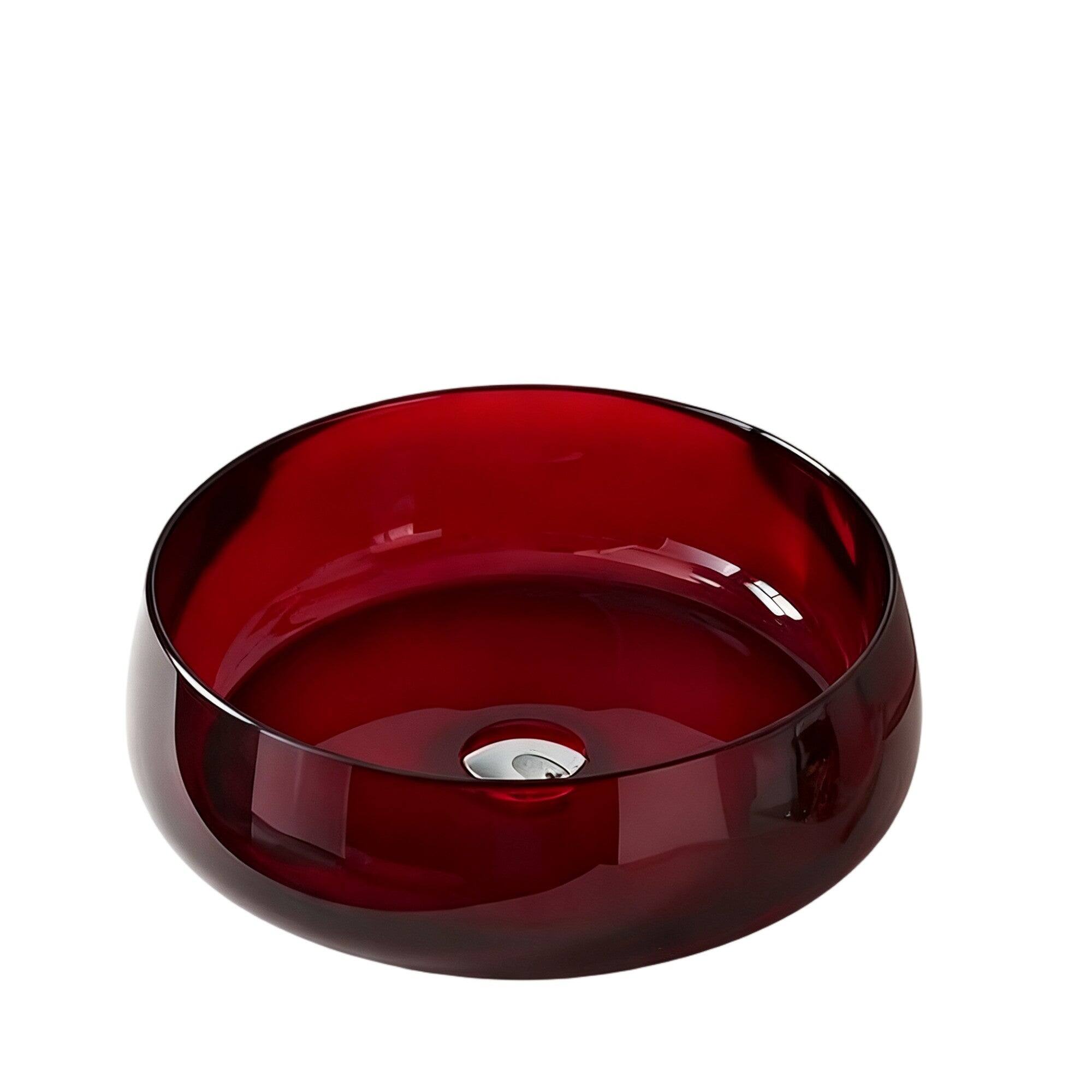 Alt View 1. Boyel Living - Modern Deep Brown Round Resin Vessel Sink in Red - Red.