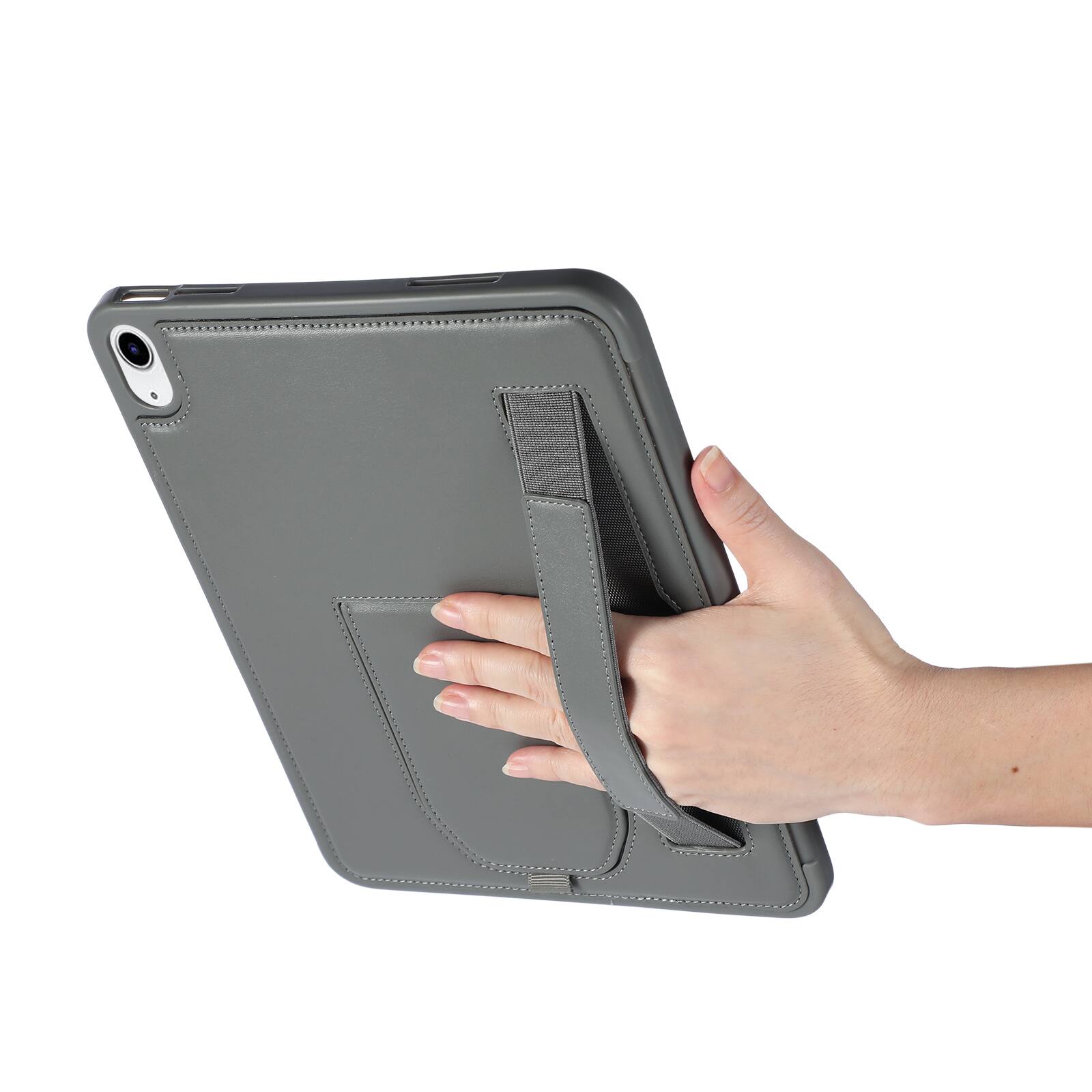 Alt View 1. Dteck - Shockproof Case for Apple iPad (A16) 11" 2025 with Hand Strap and Foldable Kickstand, PU Leather TPU Protective Cover - Gary.
