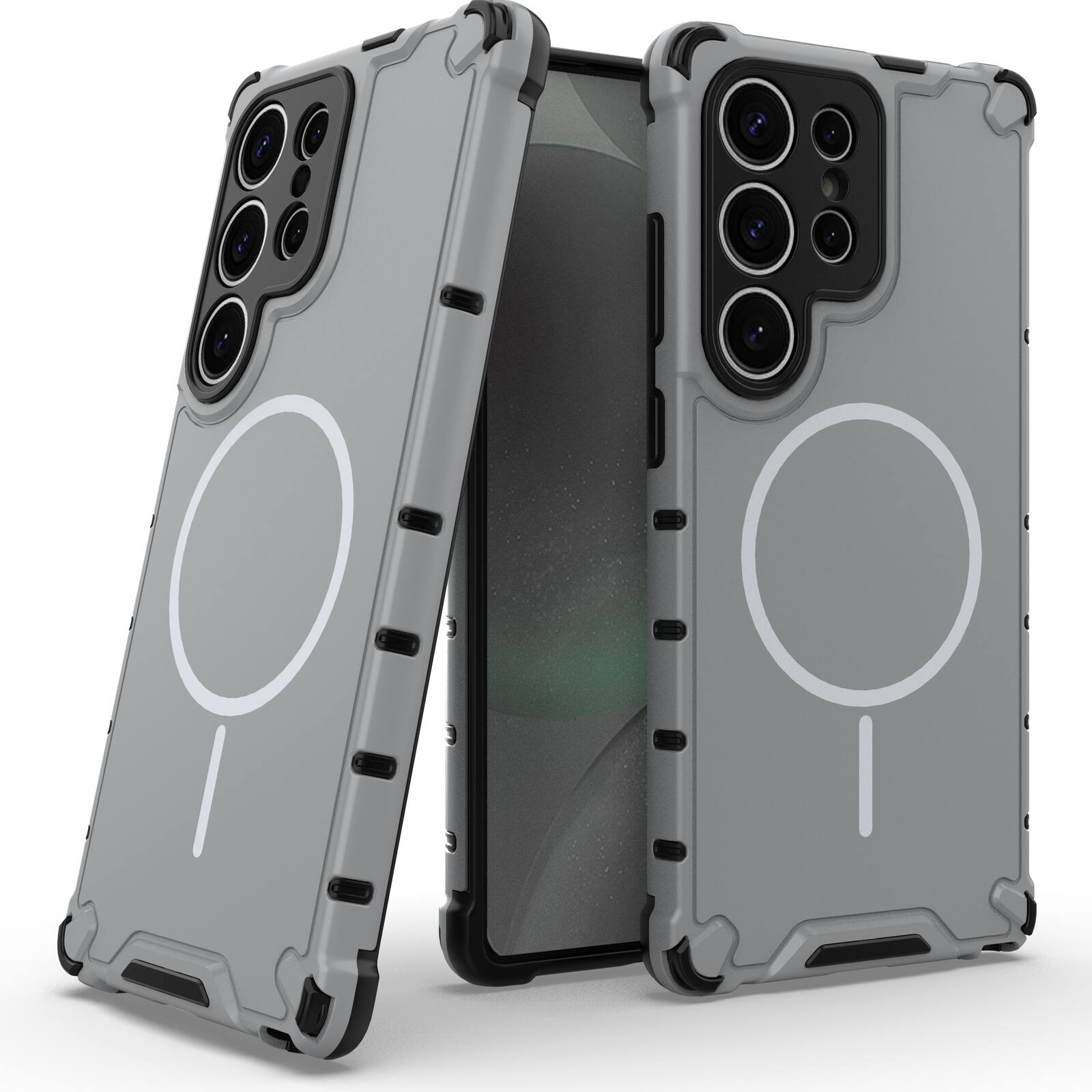 Angle. UUCOVER - Magnetic Case for Samsung Galaxy S24 Ultra, Compatible with MagSafe, Shockproof Drop-proof Slim Heat Dissipation Cover - Lightgray.