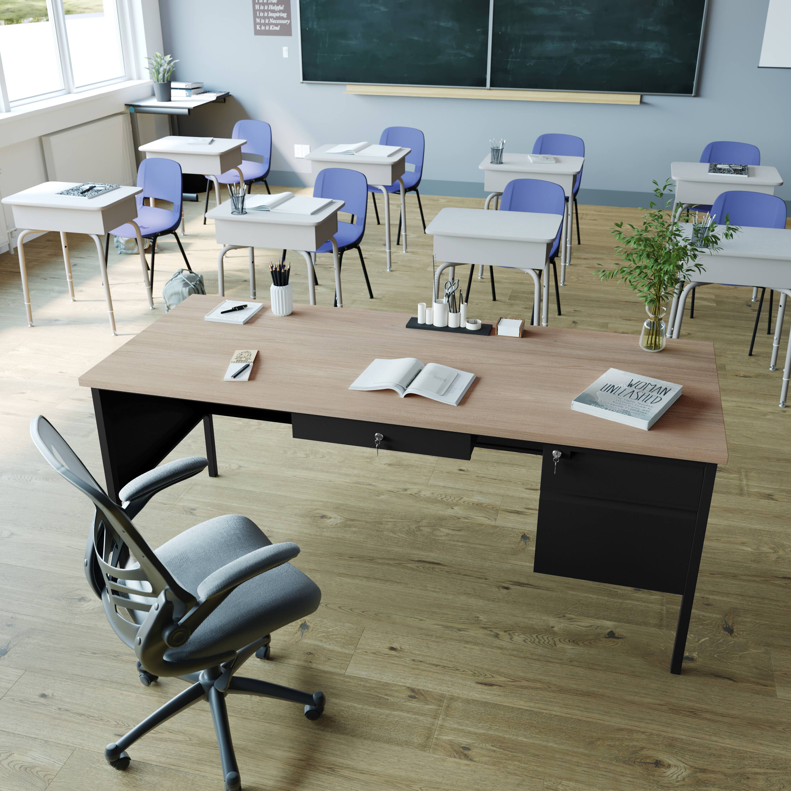 I'd like to see a classroom with a modern design.