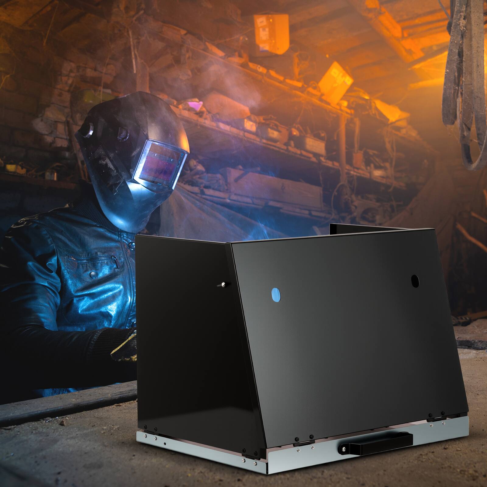 Alt View 3. Gymax - Gymax Folding Welding Table Accessories for Workbench Desktop w/ Perforated Panel - Black.