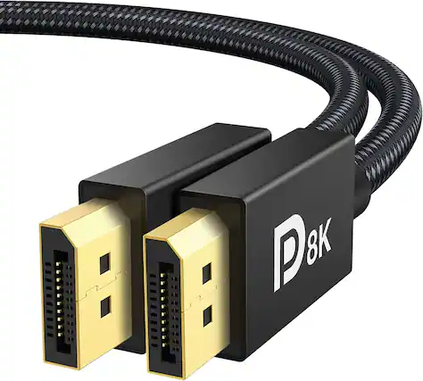 Front. Core Tech - VESA-Certified 8K DisplayPort 1.4 Cable, 6.6 ft, 32.4Gbps, HDR, 4K 240Hz, FreeSync and G-Sync - Black.
