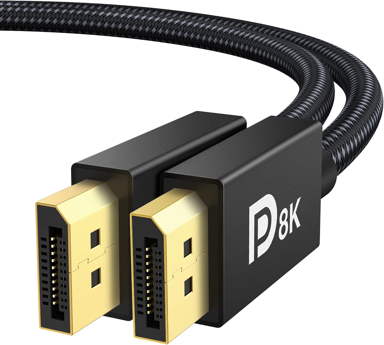 Front. Core Tech - VESA-Certified 8K DisplayPort 1.4 Cable, 6.6 ft, 32.4Gbps, HDR, 4K 240Hz, FreeSync and G-Sync - Black.