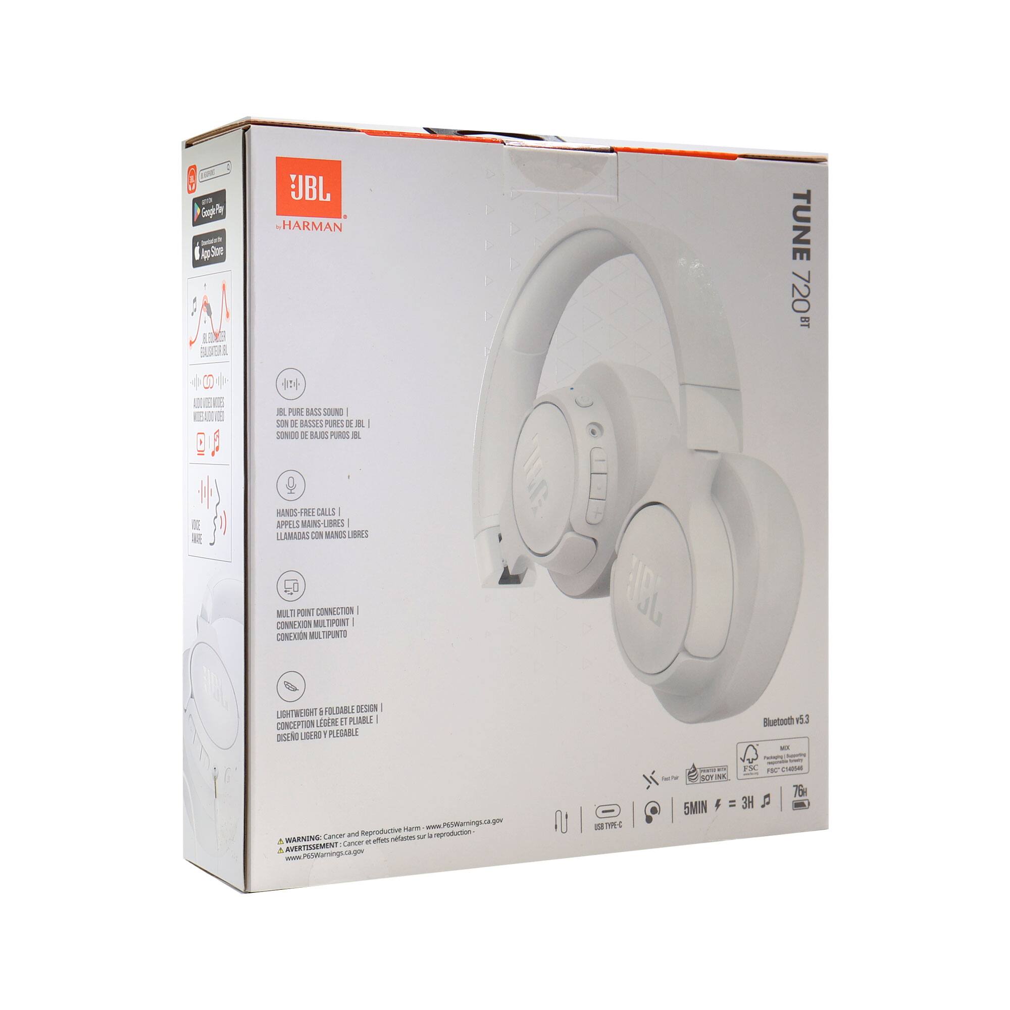 JBL Tune 720BT Over Ear Wireless Headphones with Software + 2 Yr