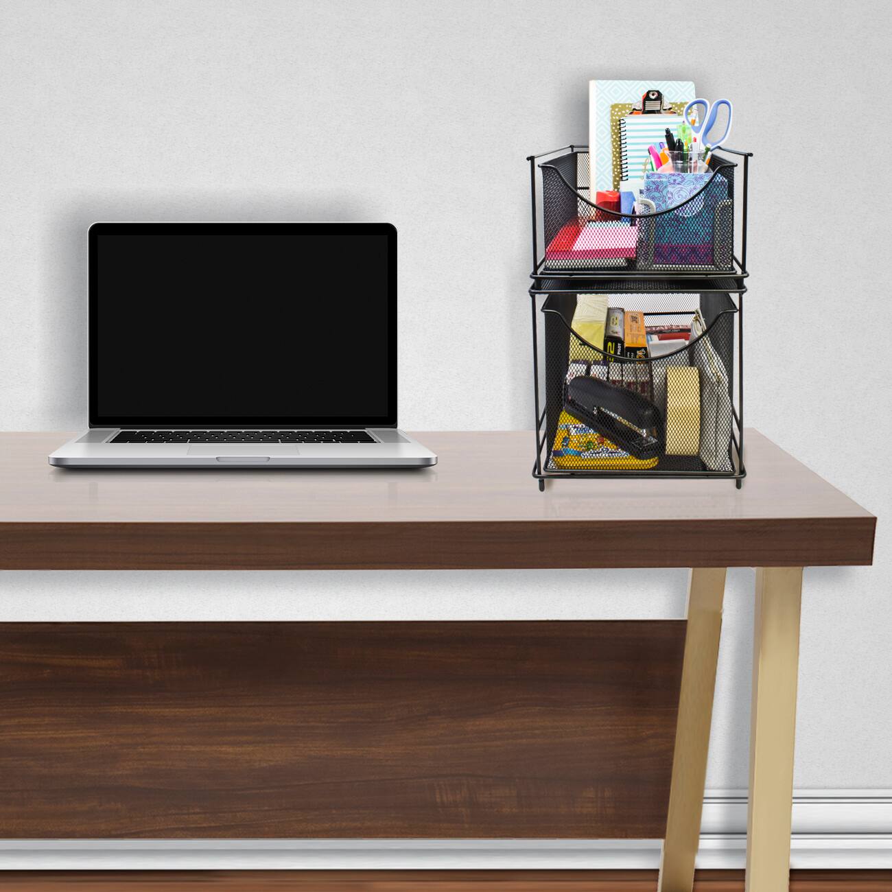 Left. Sorbus - Sorbus Metal Mesh Cabinet Organizer with Pull-Out Drawers - Ideal for Countertop, Cabinet, Pantry, Under the Sink - Black.