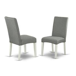 East West Furniture - Dining Room Set Linen White - Brown