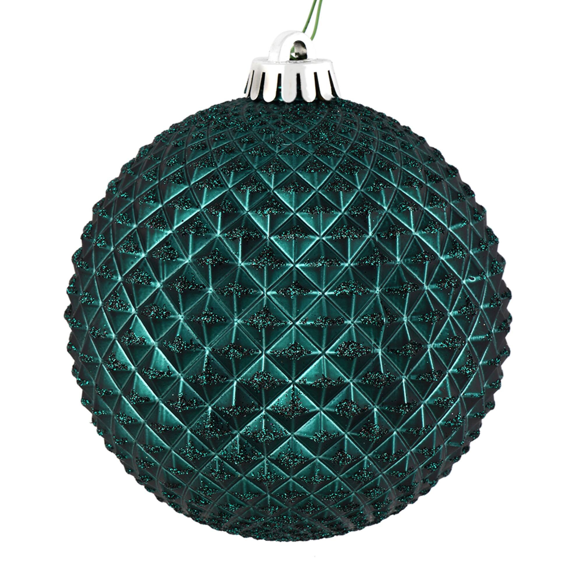 Front. Vickerman - 4" Sea Blue Durian Glitter Ball 6 Bag - Sea Blue.