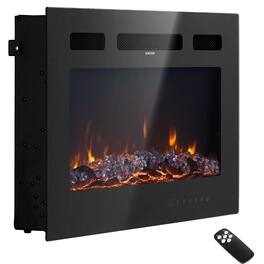 Loheer - 50 inch wall mounted electric fireplace Recessed 1500W - Black