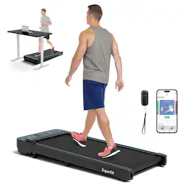 Costway - Walking Pad with LED Display APP & Remote Control Walking Jogging Machine for Home - Black
