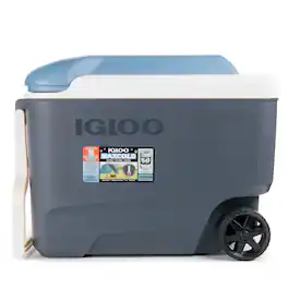 Igloo - MaxCold 40 qt. Roller Hard Cooler - Jet Carbon/Ice Blue