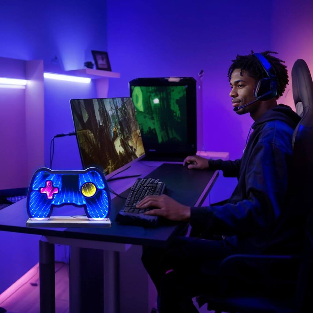 Back. Comfort Essence - Game Neon Sign Mirror By Usb 10 24x6 Led Gaming For Gamer Room Decor Upgrade Your with Stylish Decor: - Default.