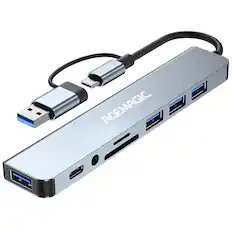 Front. ACEMAGIC - 8-in-1 USB C Hub Multiport Adapter Type C Docking Station Adaptor USB Hub.