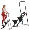 Front. MERACH - MERACH Vertical Climber Stair Stepper Machine Full Body Workout Home Gym Exercis Adjustable Handlebar & Pedals - Black and red.