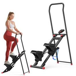 MERACH - Vertical Climber Stair Stepper Machine Full Body Workout Home Gym Exercis Adjustable Handlebar & Pedals - Black and red