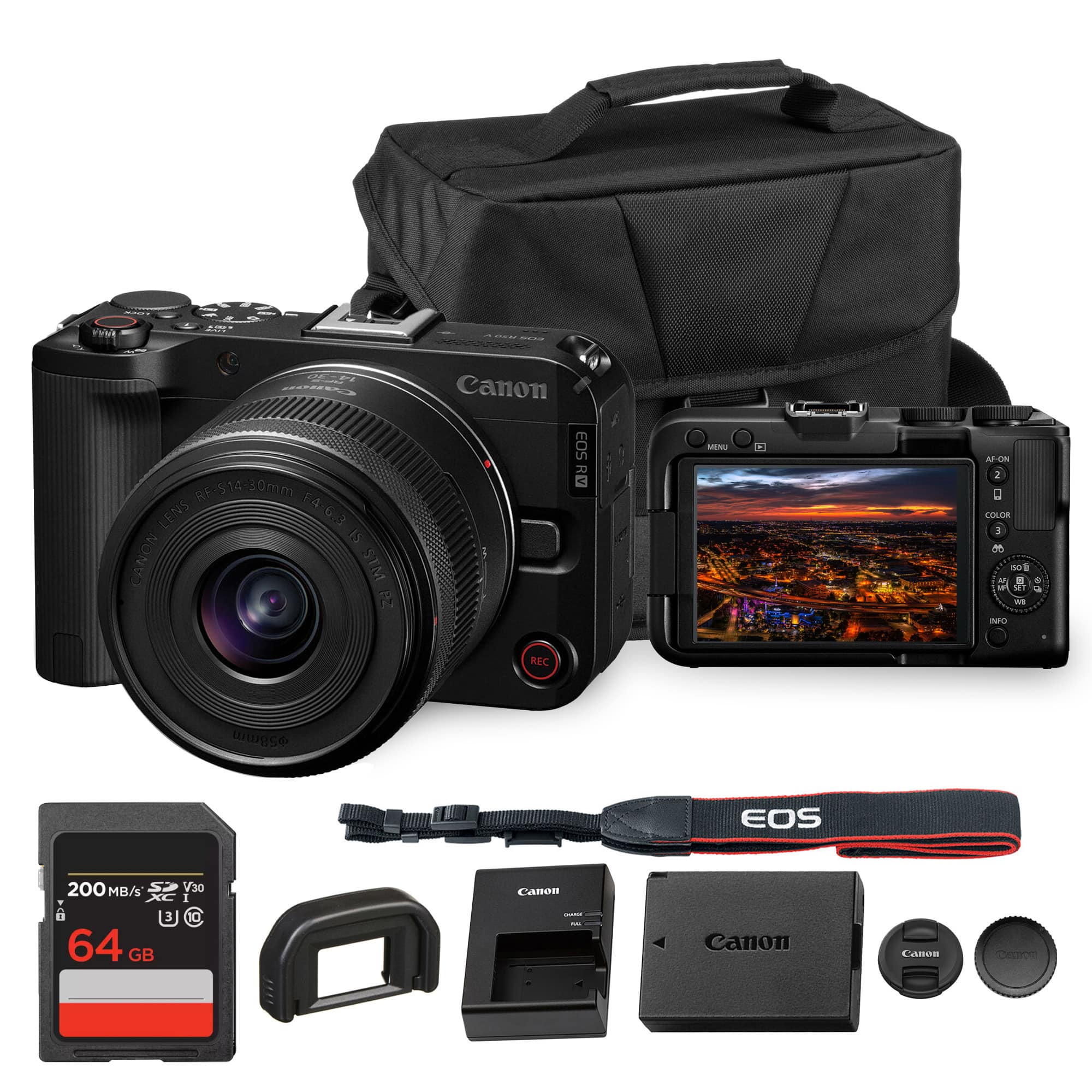 Canon EOS R50 V レンズキット 2577 Bundle Canon EOS R50 V Camera 14 30mm Lens Kit 4K60 Vlogging Black