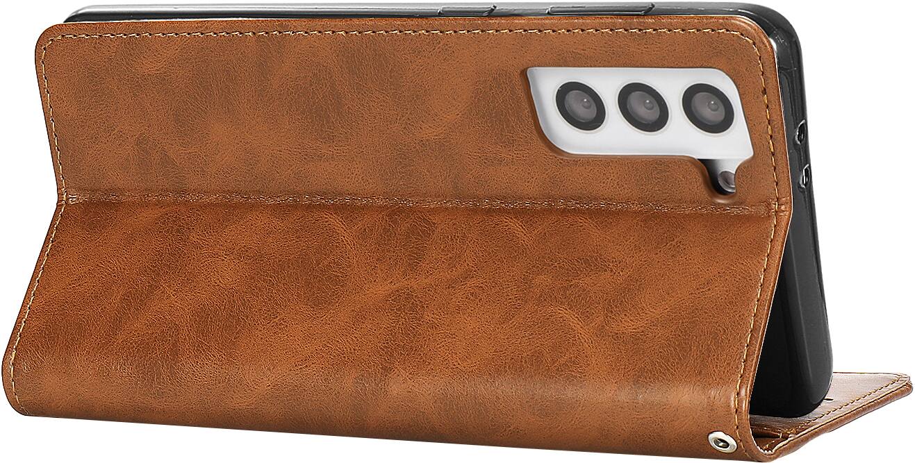Alt View 12. SaharaCase - Genuine Leather Folio Wallet Case for Samsung Galaxy S24+ - Brown.