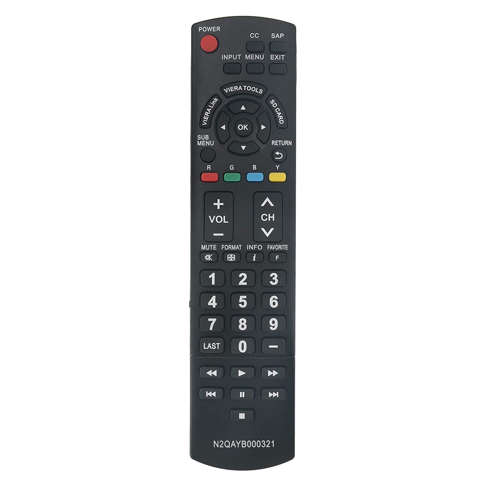 VINABTY - New N2QAYB000321 Replaced Remote Fits for Panasonic Plasma LCD HDTV TCL26X1 TCL32G1 TCL32S1 TCL32X1 TCL37G1 TCL37S1 - Black
