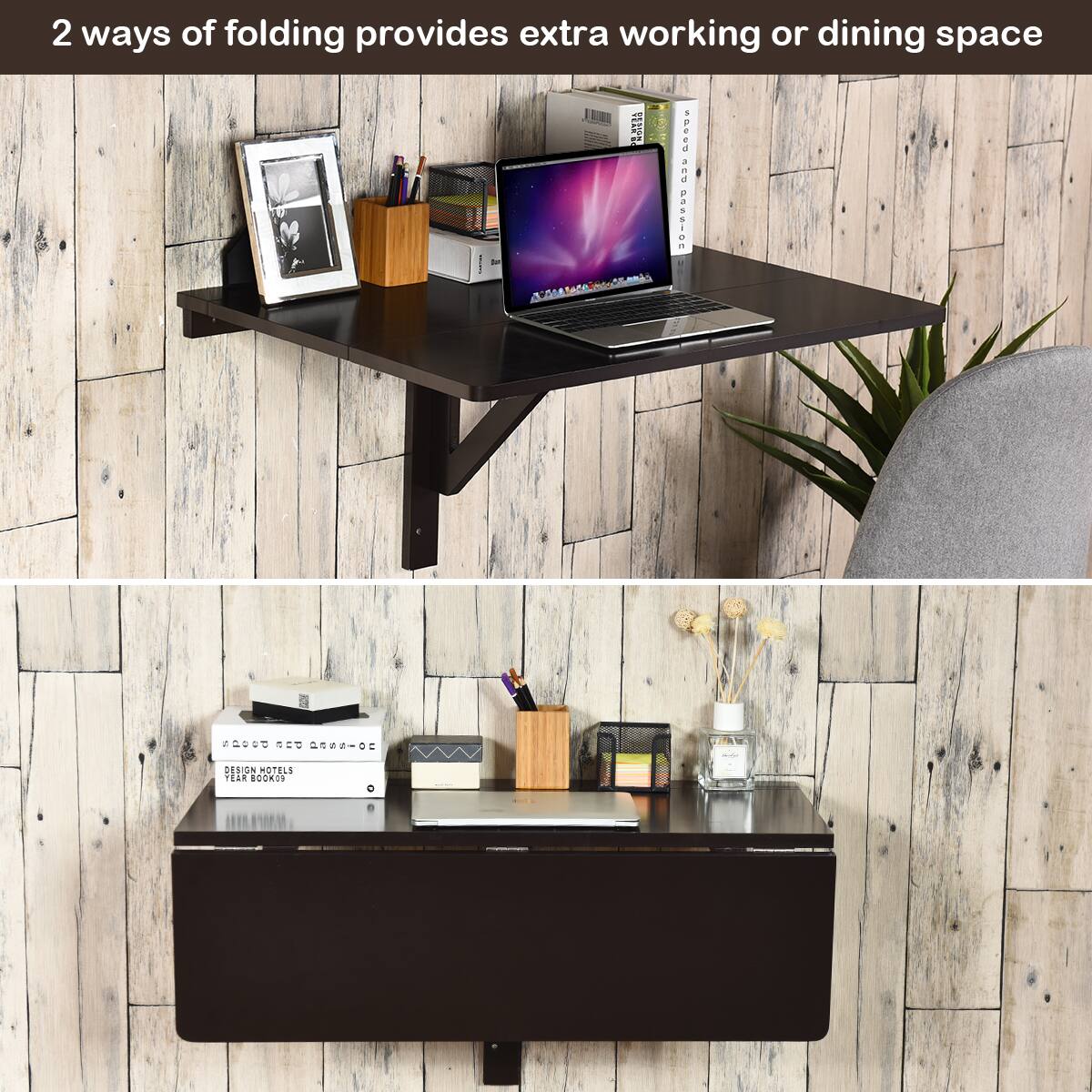 2 ways of folding provides extra working or dining space