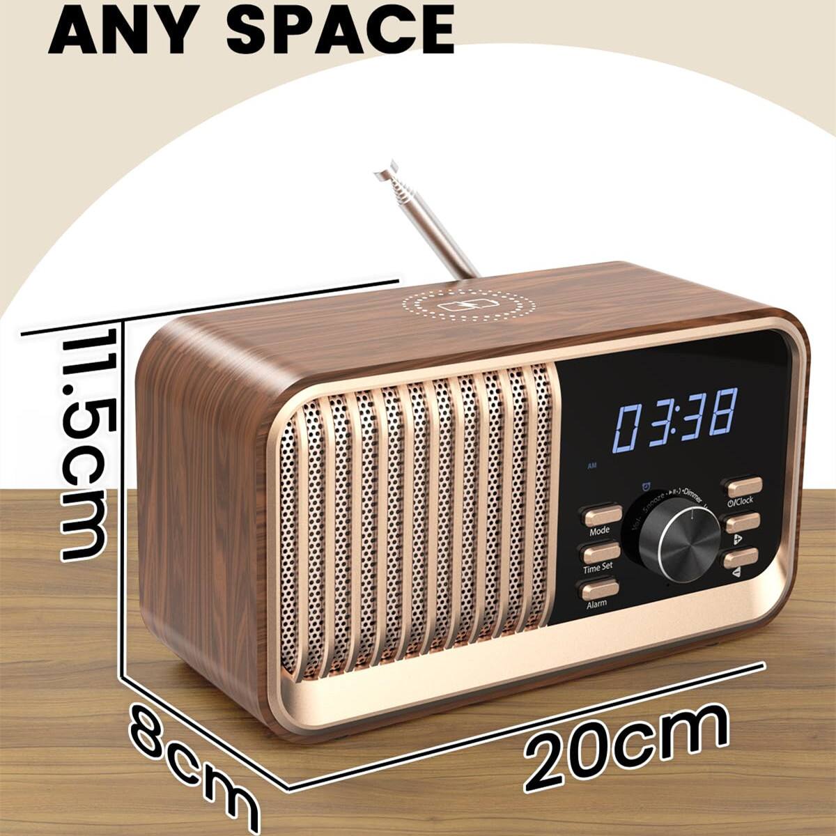 ANY SPACE

11.5cm  
8cm  
20cm

03:38 AM

Mode  
Time Set  
Alarm  
Clock