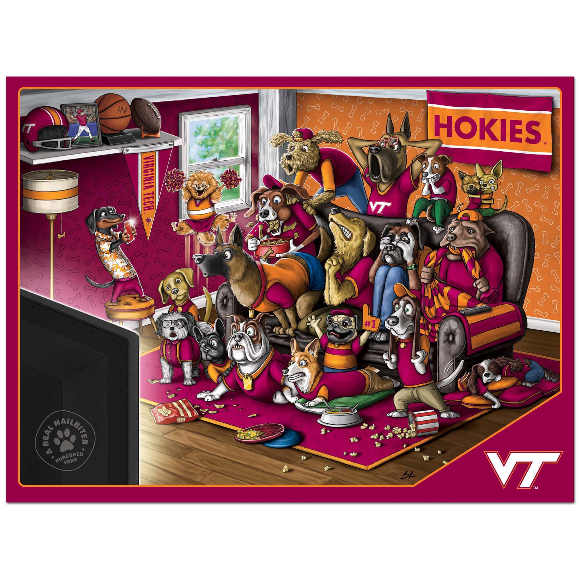 I'm a Virginia Tech Hokie. I'm #1, so real nailbiter, a purebred fan. VT - Hokies.