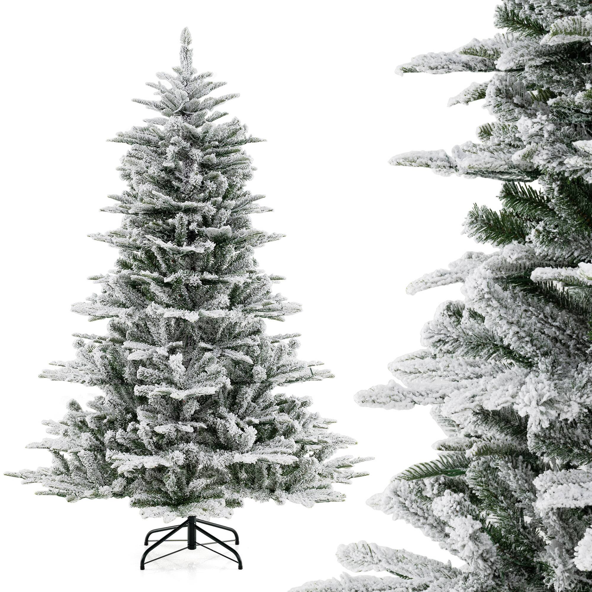 Alt View 9. Costway - Costway 6 FT Snow Flocked Artificial Christmas Tree with 661 PVC & PE Tips 500 LED Lights - Green,White.