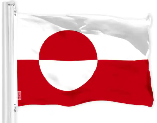 Front. G128 - Greenland Flag 3x5 ft - 150D Heavyweight Polyester, Brass Grommets. - Vibrant Colors.