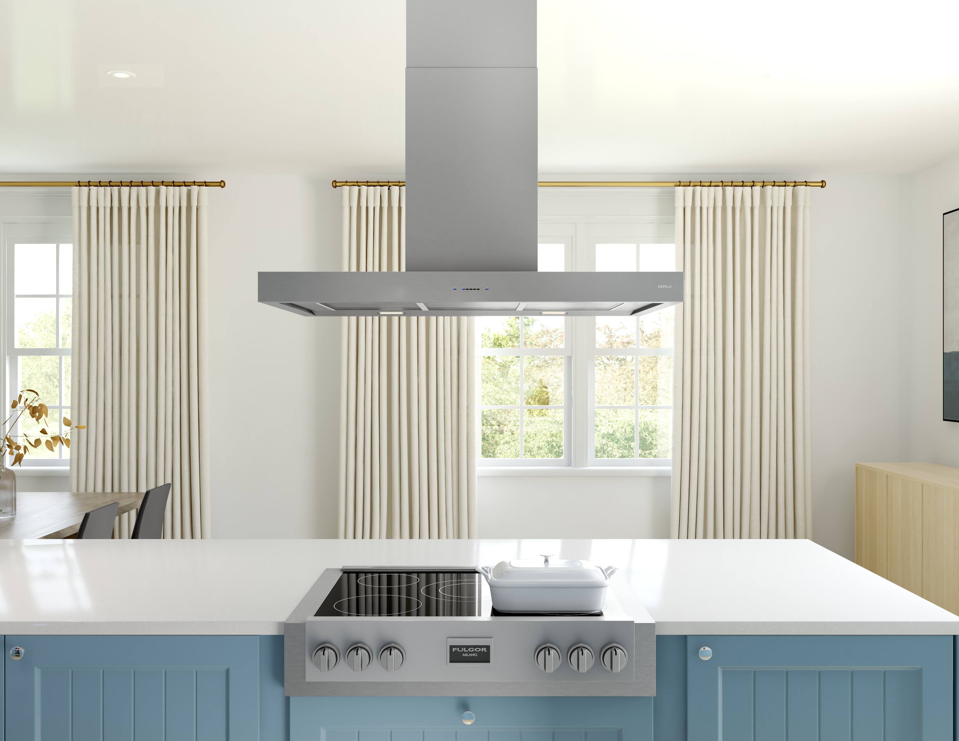 Alt View 11. Zephyr - Roma 42 in. 600 CFM Island Mount Range Hood with LED Light - Stainless Steel.