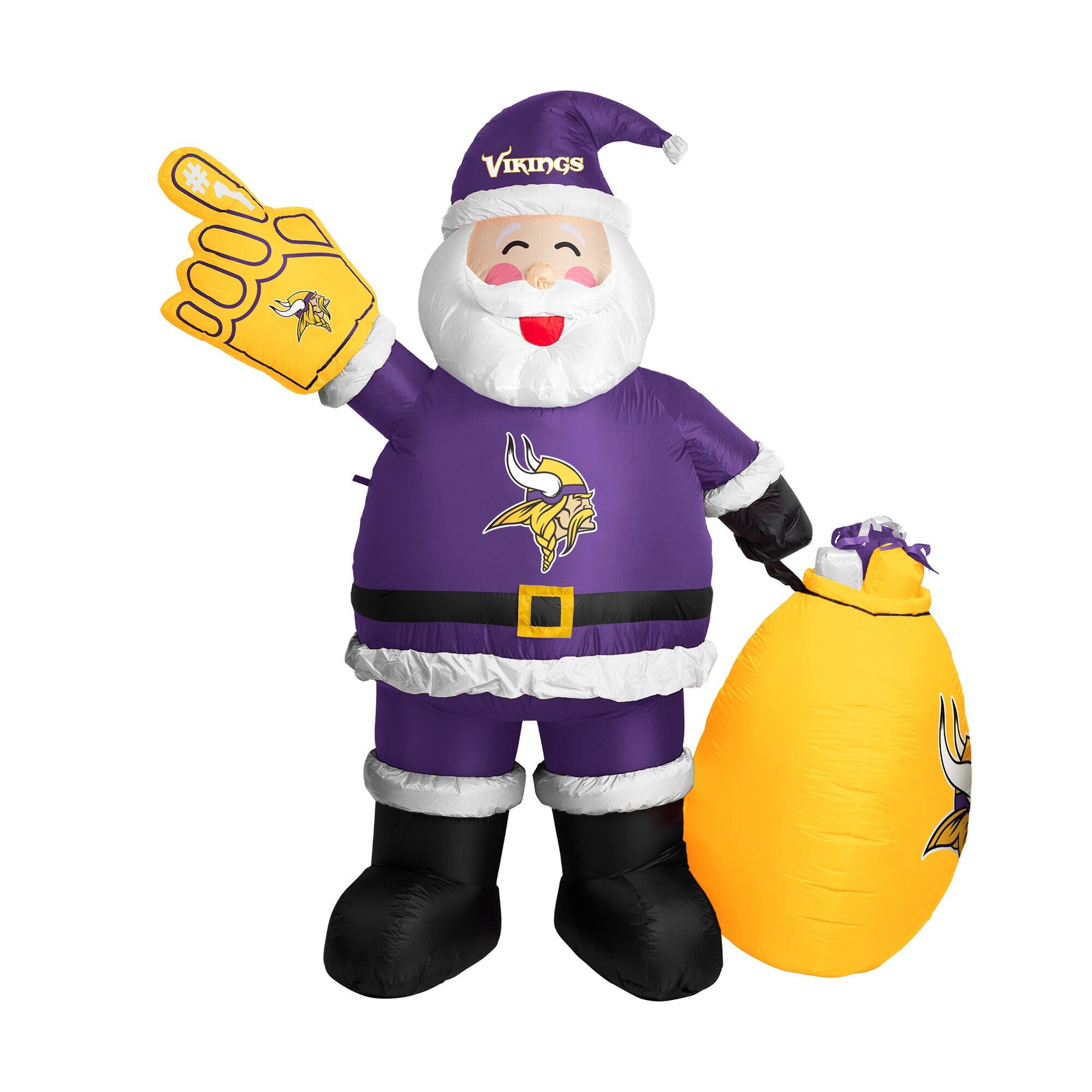 Front. Logo Brands - Minnesota Vikings 7' Inflatable Santa - Multicolor.