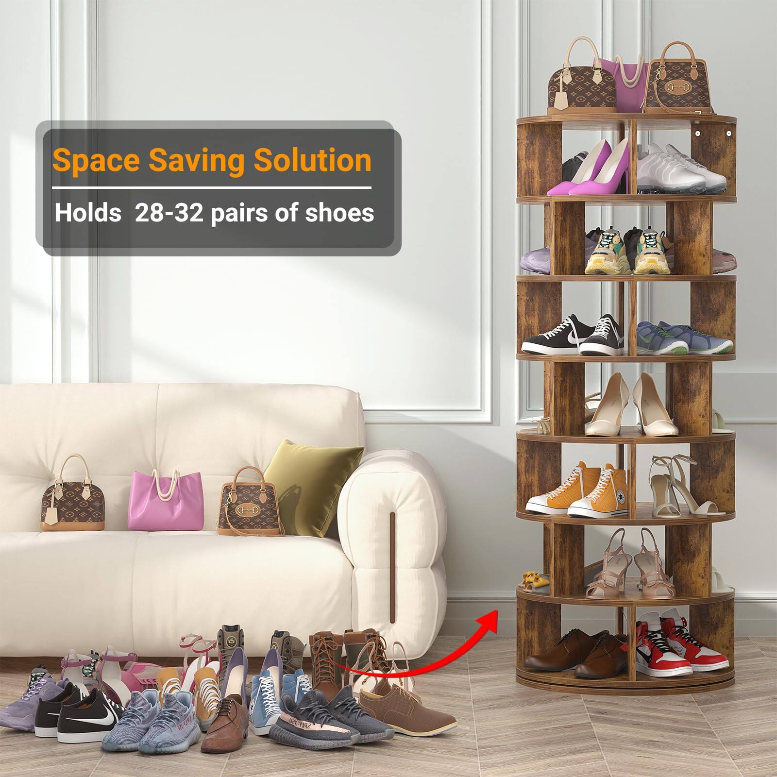 Space Saving Solution  
Holds 28-32 pairs of shoes