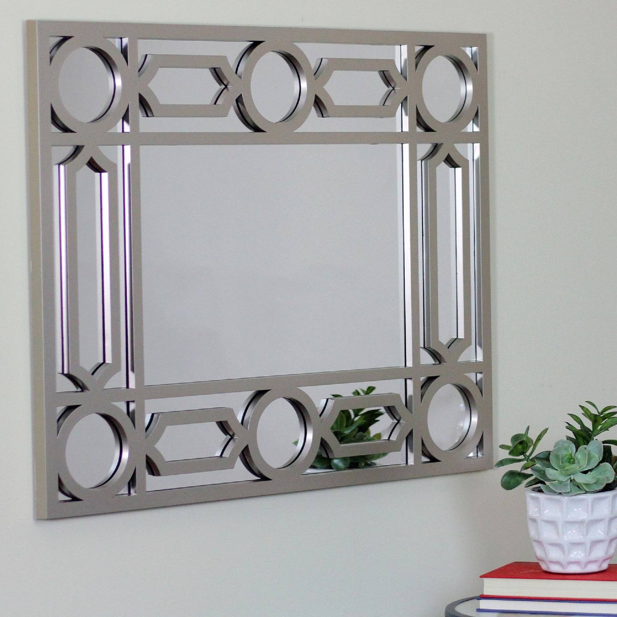 Alt View 1. Northlight - 29.5" Gray Framed Geometric Design Rectangular Wall Mirror - Gray.
