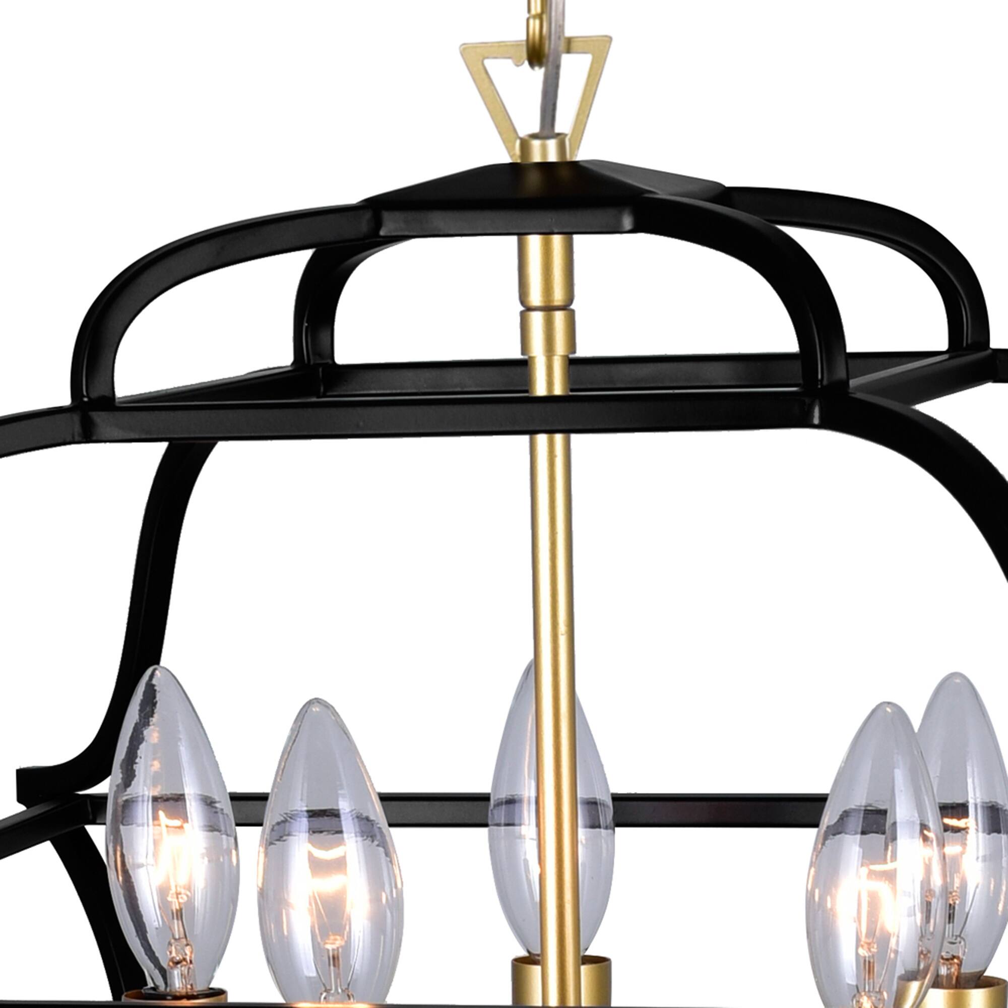 Left. CWI Lighting - Tudor 5 Light Chandelier With Satin Gold & Black Finish - Satin Gold & Black.