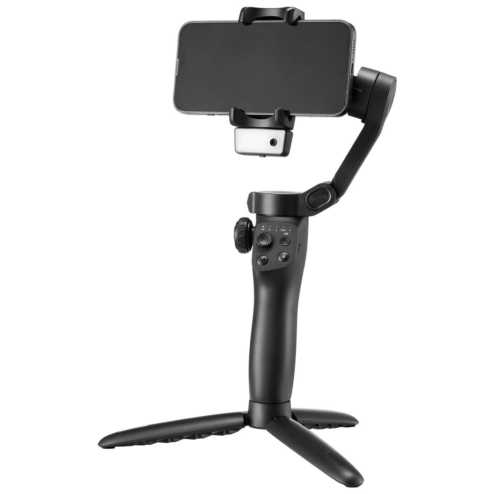 Alt View 9. Glintex - Gimbal Stabilizer for Smartphone 3-Axis Foldable Phone Gimbal w/ AI Tracking Fill Light Tripod Portable Video Recording.