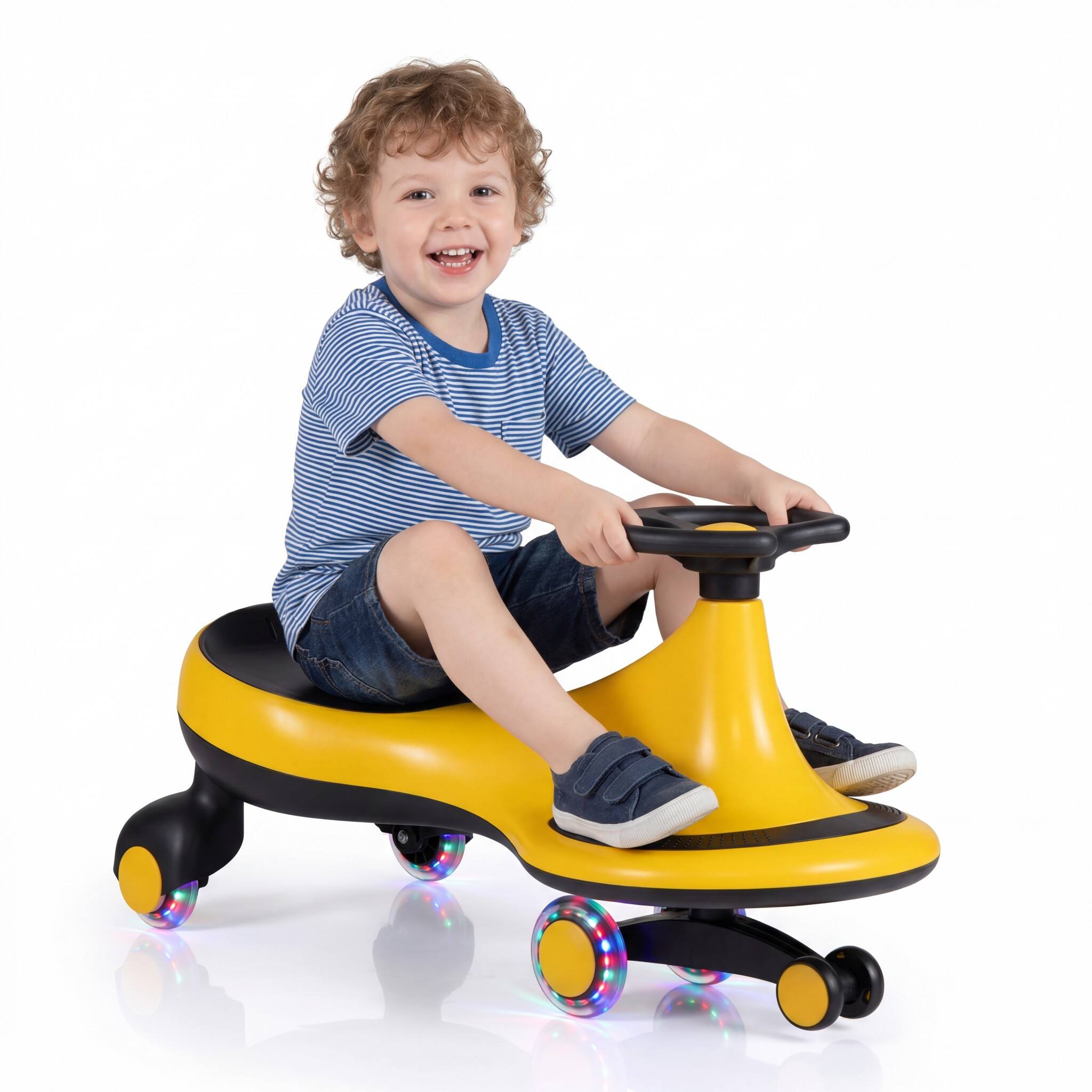 Alt View 8. Costway - Costway Wiggle Car Ride On Toy, Swing Car with Silent LED Flashing Wheels for Toddlers Boys & Girls Ages 2 and Up - Yellow.