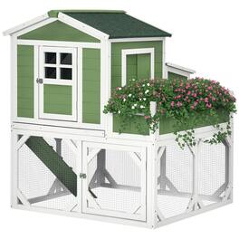 Pawhut - 49" Small Chicken Coop Hen House with Garden Space, Outdoor Run Cage with Weather Protection, 2-4 Birds