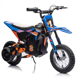 GARVEE - 24V Kids Ride-On Off-Road Motocross Motorcycle with 250W Motor,13.6 MPH Speed, Leather Seat,Disc Brake & Air-Filled Tire