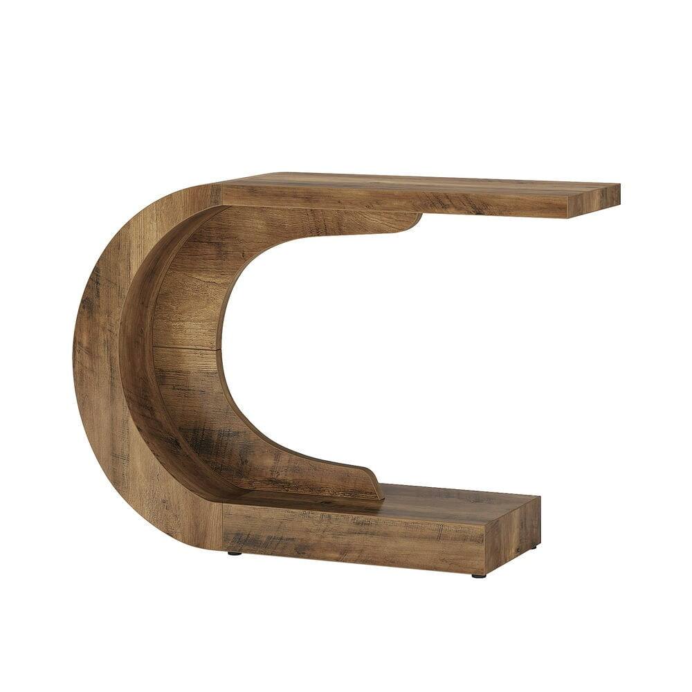Alt View 1. Kadyn - Entryway Table, Console Sofa Table,43" Console Table, C-Shaped Modern Accent Table Hallway Table - Brown.