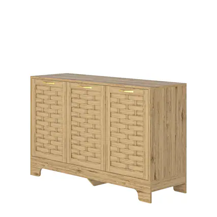 Front. Boyel Living - Three Door Storage Cabinet Wood Sideboard Buffet with Adjustable Shelf Accent Cabinet for Home - Wood.