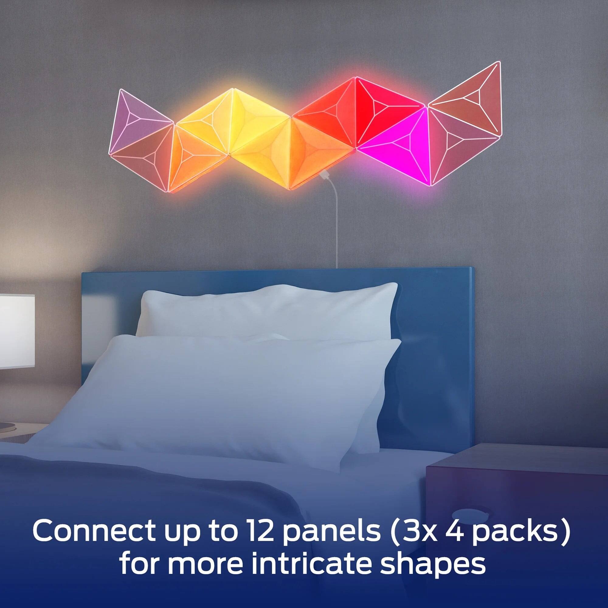 Connect up to 12 panels (3x 4 packs) for more intricate shapes