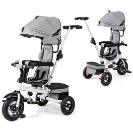 Gymax - 5-in-1 Folding Trike for Toddlers 1-5 Years Old w/ Safety Harness Storage - Gray
