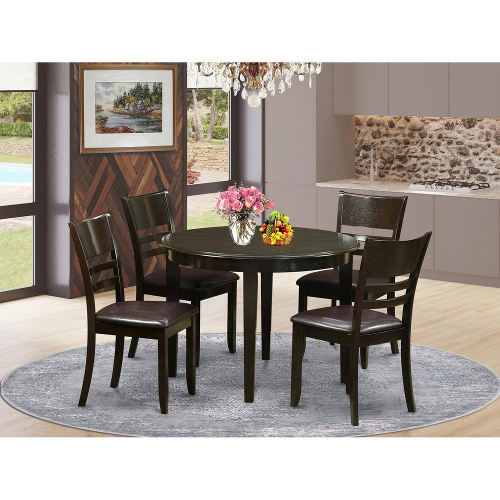 Back. East West Furniture - 5 PC small Kitchen Table set--Kitchen Dining nook and 4 Kitchen Chairs - Cappuccino.