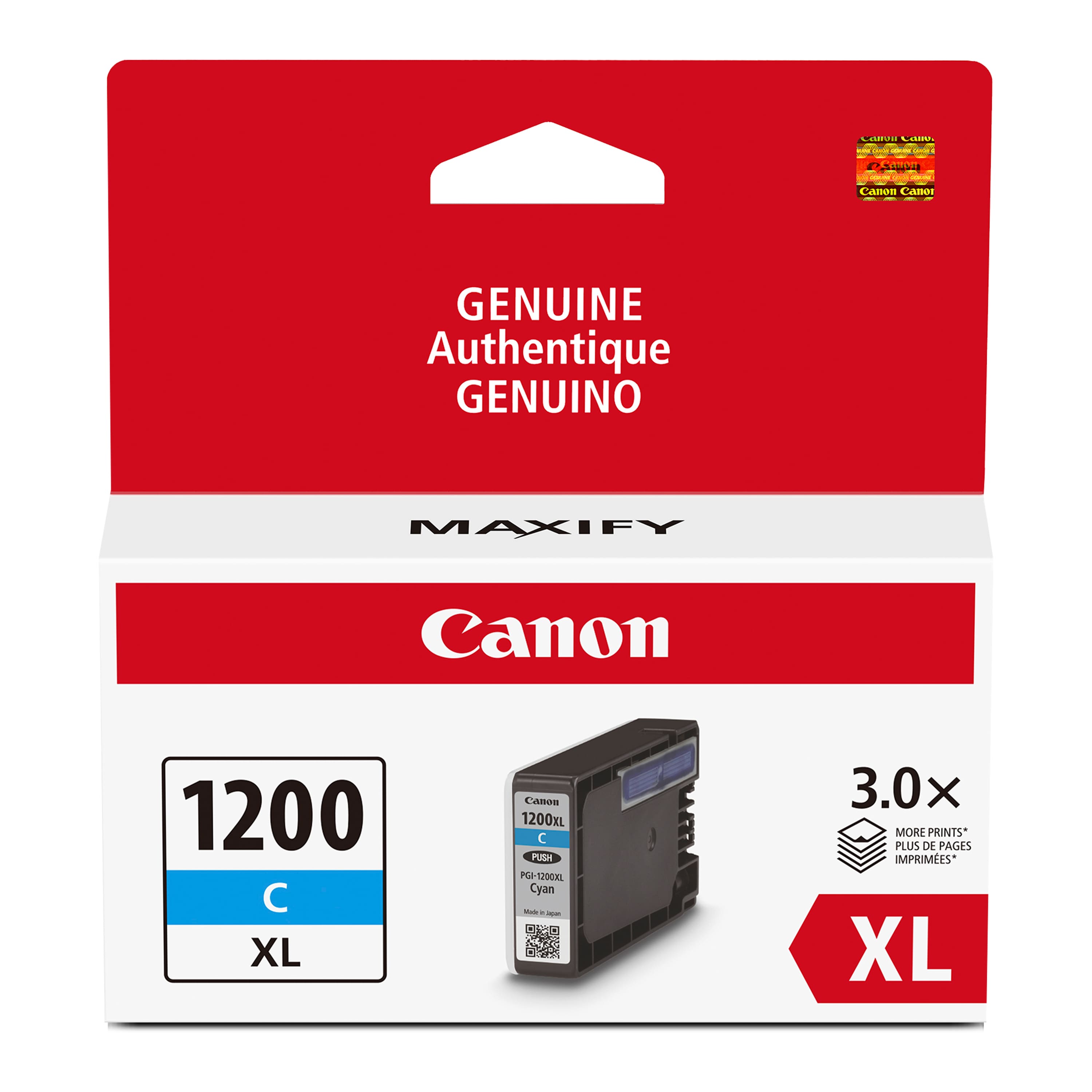 Canon Canor GENUINE Authentique GENUINO MAXIFY Canon 1200 XL Canon 1200KL C PUSH PGA-1200KL Cyan - 3.0x MORE PRINTS* PLUS DE PAGES IMPRIMÉS* XL