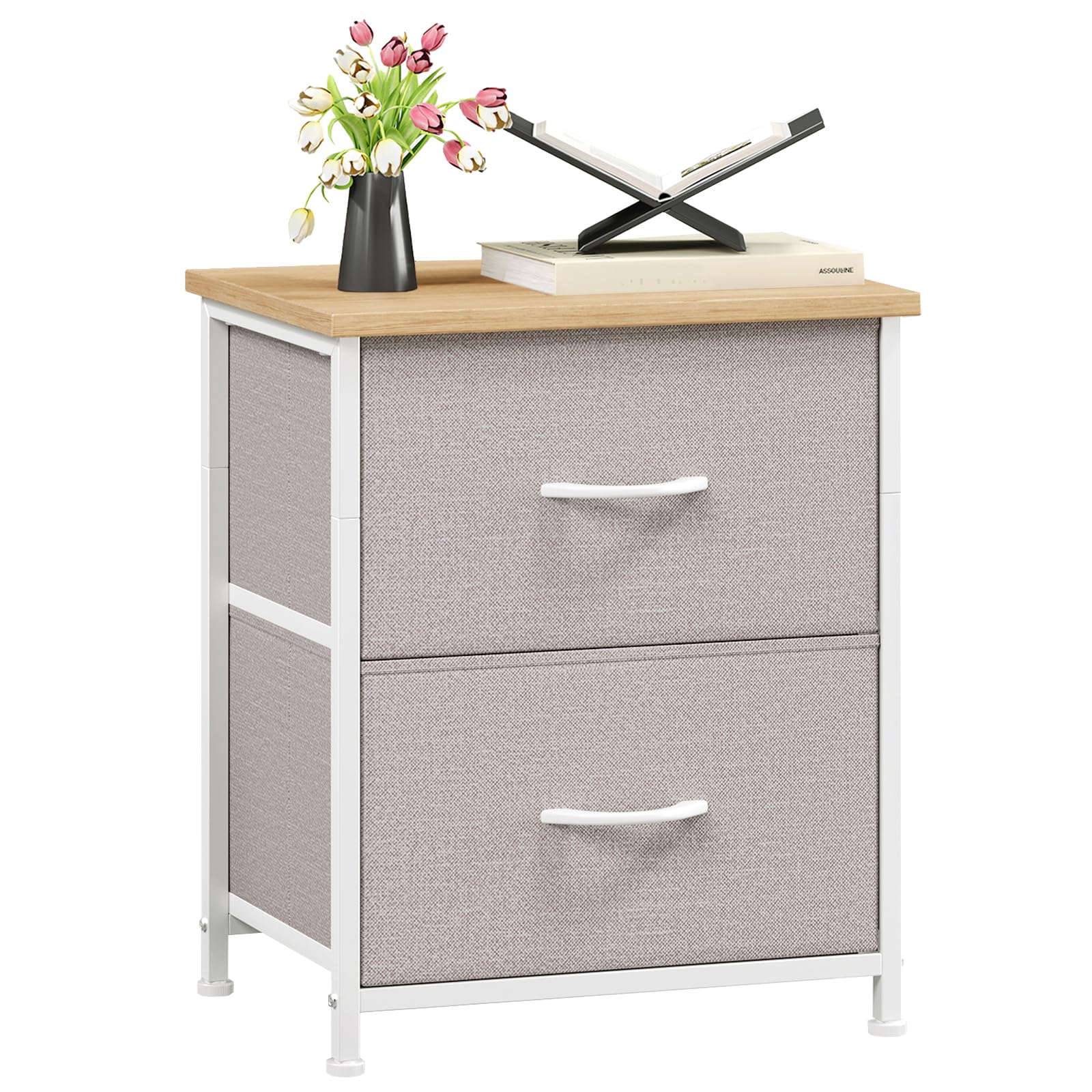 Empire DigiLabs - Nightstand Set Of 2 Dresser For Bedroom With 2 Drawers Night Stand Bedside Table End Fabric Bins Closet Dor - Ash Grey