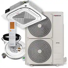 Pioneer - Quantum Ultra 48,000 BTU 4 Ton Mini-Split 19 SEER 4-Way Ceiling Cassette Air Conditioner with Heat Pump 230-Volt - White