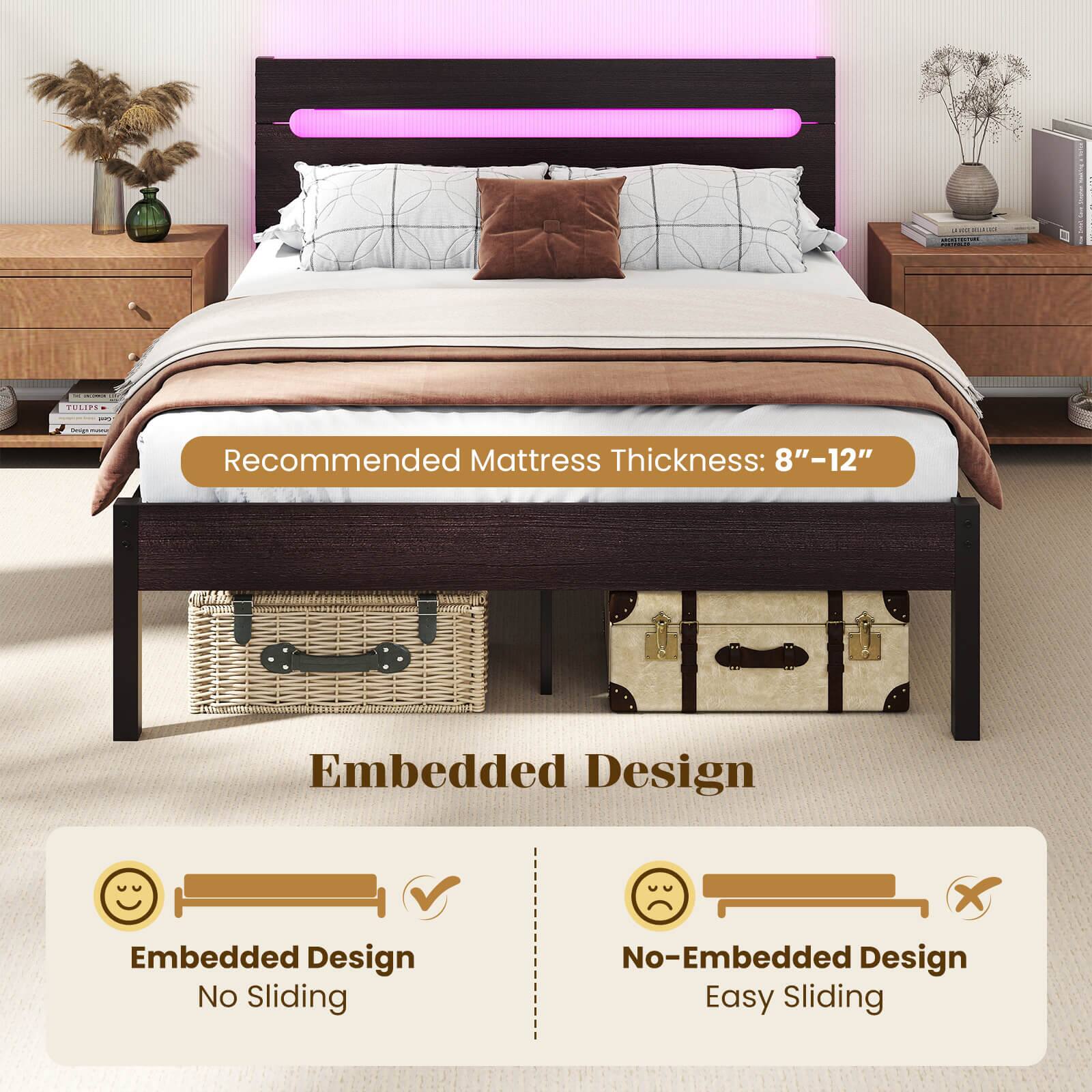 Recommended Mattress Thickness: 8"–12"

Embedded Design

Embedded Design  
No Sliding

No-Embedded Design  
Easy Sliding
